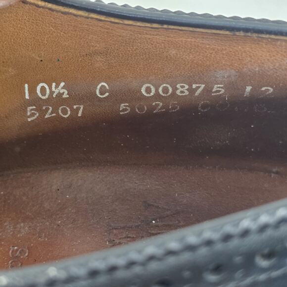 Allen Edmonds Sanford Dress Shoes Wing Tip Cap Toe Derby Black Leather 10.5 C - Picture 16 of 16